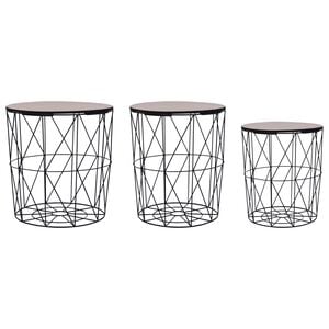 vidaXL Coffee Table Set of 3 Black Metal Medium Stackable