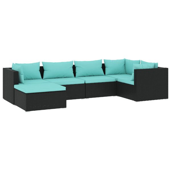 vidaXL Garden Lounge Set Black and Water Blue