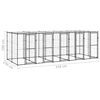 vidaXL Dog Kennel Black and silver Powder-coated steel, PE