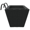 vidaXL Planter Black PE Rattan, Steel, Plastic Medium Decorative Inlays