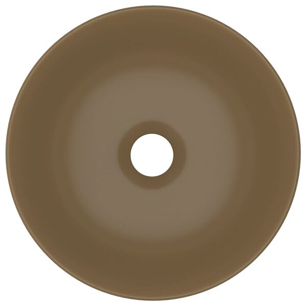 vidaXL Bathroom Sink Ceramic Matt Cream Round