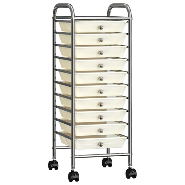 vidaXL 10-Drawer Mobile Storage Trolley White Plastic