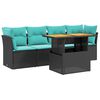 vidaXL 5 Piece Patio Sofa Set with Cushions Black Poly Rattan