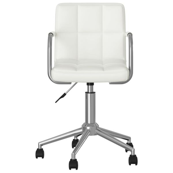vidaXL Dining Chair White Chromed steel, faux leather Adjustable Swivel