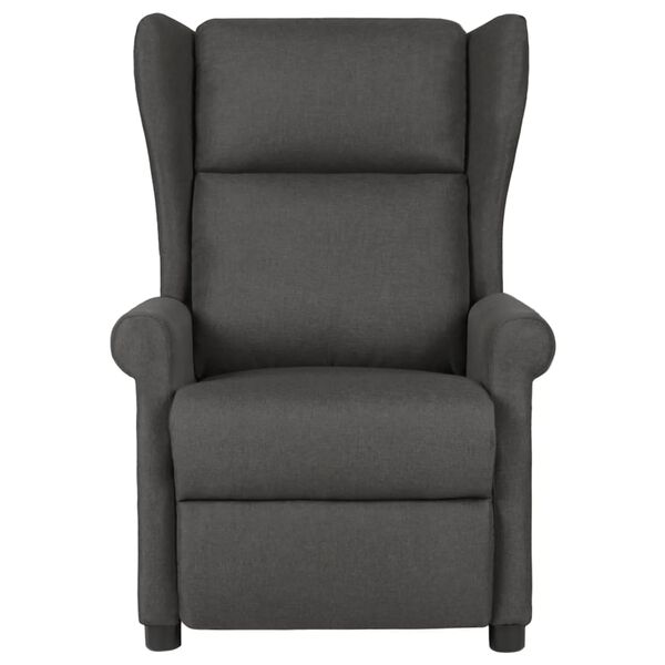 vidaXL Recliner Chair Dark Grey 100% Polyester Fabric, Foam, Metal, Plywood