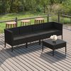 vidaXL Garden Lounge Set Black PE rattan, powder-coated steel, polyester