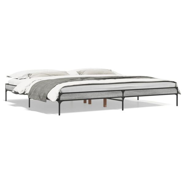 vidaXL Bed Frame Grey Sonoma Engineered wood, metal, plywood