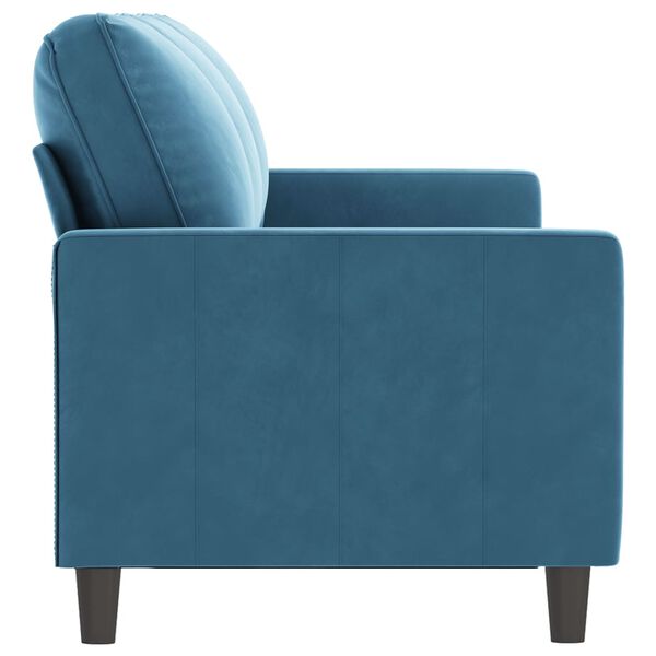 vidaXL 3-seater Sofa Blue Velvet (100% polyester), metal, textilene