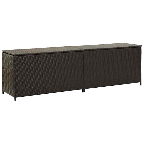 vidaXL Storage Chest Brown Poly Rattan and Powder-Coated Steel