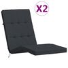 vidaXL Deck Chair Cushion Set of 2 Black Oxford fabric (100% polyester)