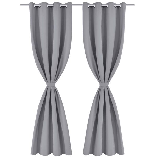 vidaXL Blackout Curtains 2 pcs with Metal Eyelets 53.1x68.9" Grey