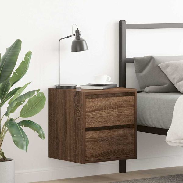 vidaXL Wall-mounted Nightstand Brown Oak Engineered Wood