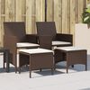 vidaXL Patio Sofa 2-Seater with Table and Stools Brown Poly Rattan