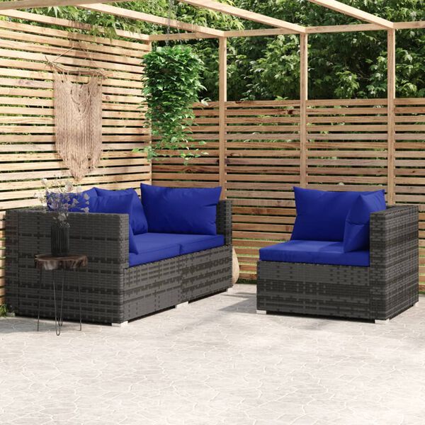 vidaXL Garden Lounge Set Grey, Dark Blue