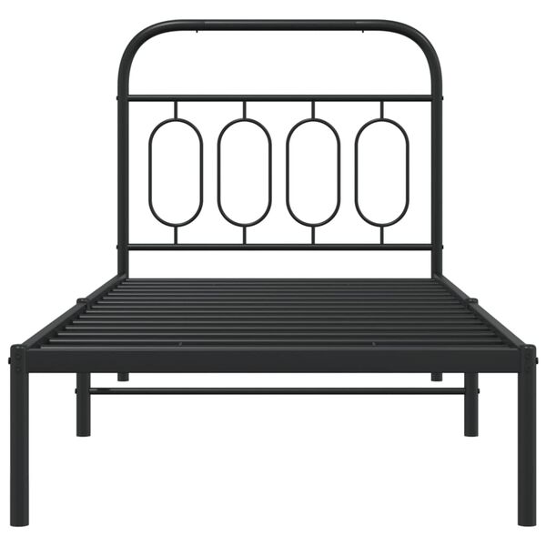 vidaXL Bed Frame Black Steel Single Modern Metal Bed Frame