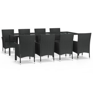 vidaXL Patio Dining Set Set of 8 Black