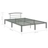 vidaXL Bed Frame Grey Metal 47.2x78.7 in Heavy-Duty Bed Frame
