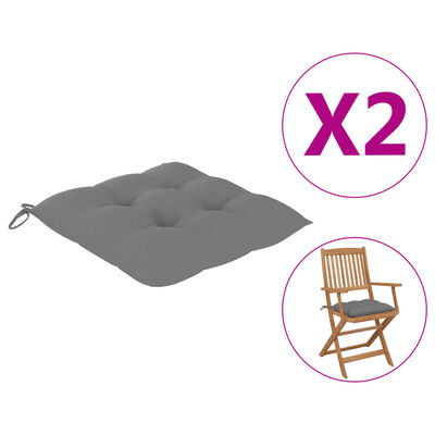 vidaXL Chair Cushions 2 pcs Gray 15.7"x15.7"x2.8" Fabric