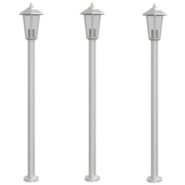 vidaXL Outdoor Floor Lamp Set of 3 Silver Stainless steel, Polycarbonate