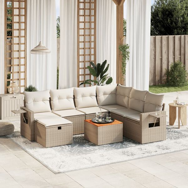 vidaXL Garden Sofa Set Beige PE rattan Modular Garden Sofa Set