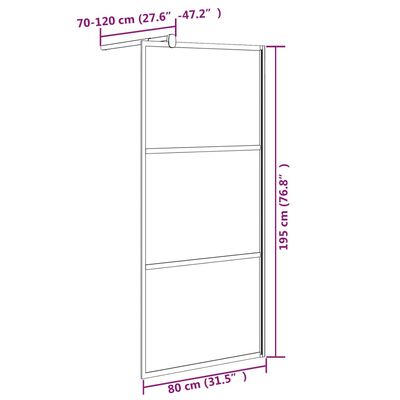 vidaXL Walk-in Shower Wall 31.5"x76.8" Half Frosted ESG Glass Black