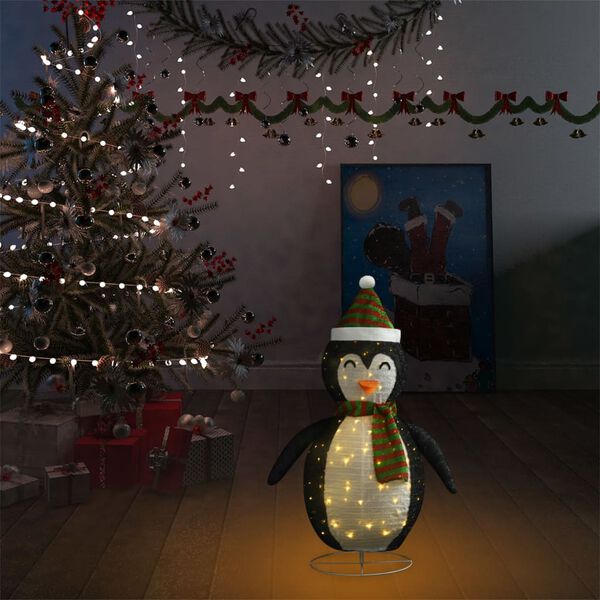 vidaXL Snow Penguin Figure Black and white Fabric, steel 23.6 in tall