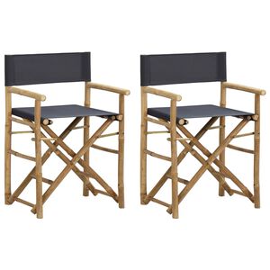 vidaXL Director's Chair Set of 2 Dark Grey Bamboo, Polyester Standard