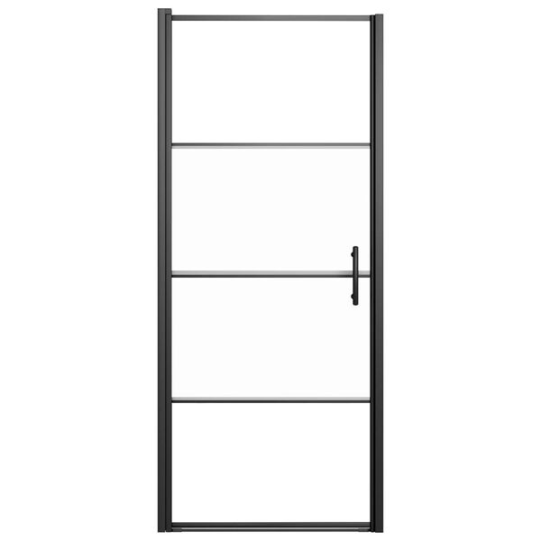 vidaXL Shower Door 35.8"x76.8" Half Frosted Tempered Glass Black