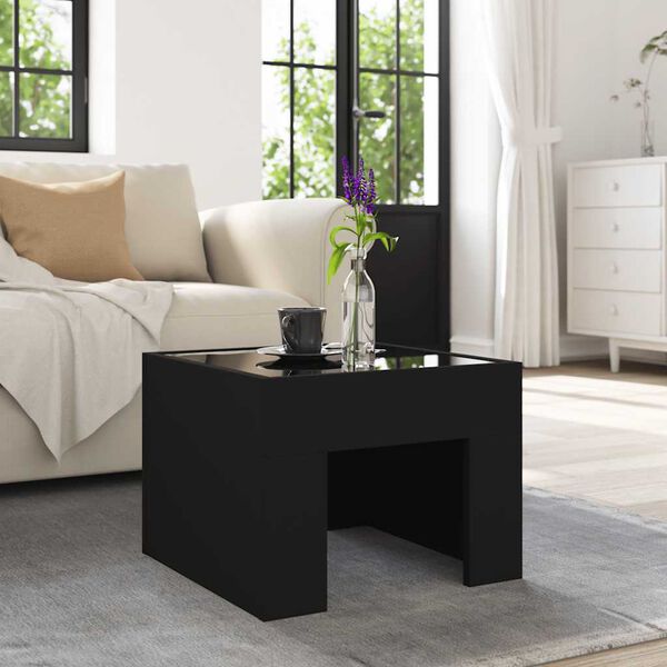 vidaXL Coffee Table with Infinity LED Black 15.7x15.7x11.8"
