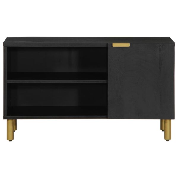 vidaXL TV Cabinet Black Engineered wood, solid mango wood, brass Small