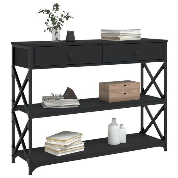 vidaXL Console Table Black Engineered wood 39.4 in x 11.0 in x 29.5 in