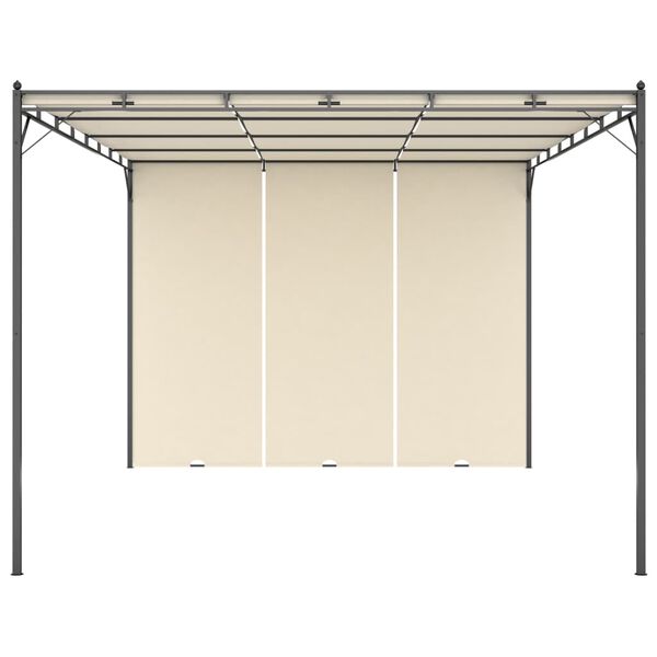 vidaXL Garden Gazebo with Side Curtain 157.5"x118.1"x88.6" Cream