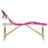 vidaXL Foldable Massage Table 4 Zones Wood White and Pink