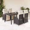vidaXL Garden Dining Set Black and Cream White