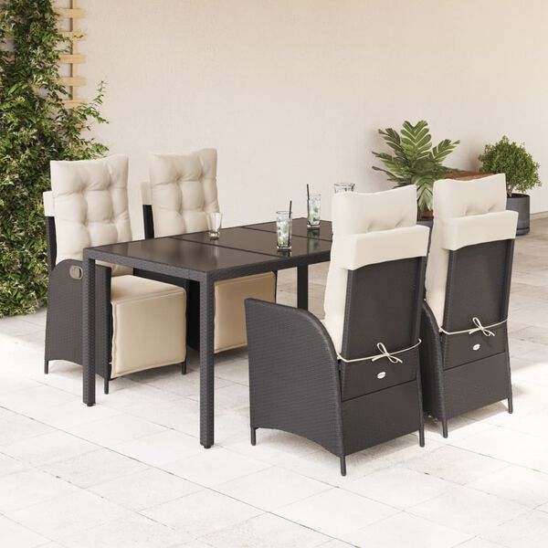 vidaXL Garden Dining Set Black and Cream White