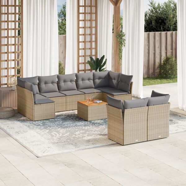 vidaXL Garden Sofa Set Beige, Brown, Light Grey