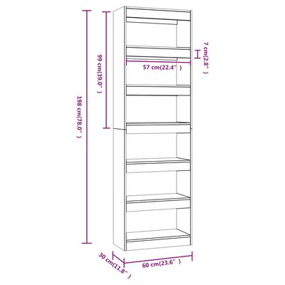 vidaXL Book Cabinet/Room Divider Smoked Oak 23.6"x11.8"x78"