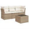 vidaXL Garden Sofa Set Beige PE rattan, powder-coated steel, tempered glass