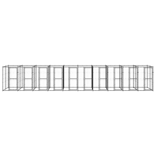 vidaXL Dog Kennel Black Powder-coated steel Extra Large Locks