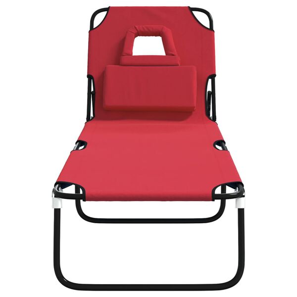 vidaXL Sun Lounger Red Oxford Fabric Standard Foldable