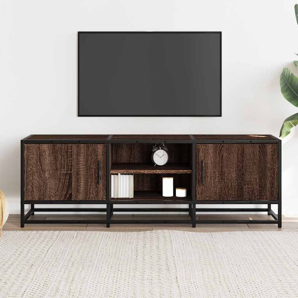vidaXL TV Cabinet Brown Oak Engineered wood, metal Medium TV Cabinet