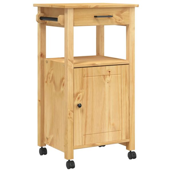vidaXL Kitchen Trolley MONZA 18.9"x15.7"x34.8" Solid Wood Pine