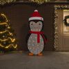 vidaXL Snow Penguin Figure Black and White Polyester, Steel Large