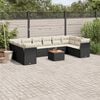 vidaXL Garden Sofa Set Black and Cream PE Rattan and Solid Acacia Wood