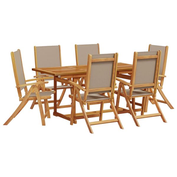 vidaXL Garden Dining Set Taupe and Wood Solid Acacia wood and Textilene