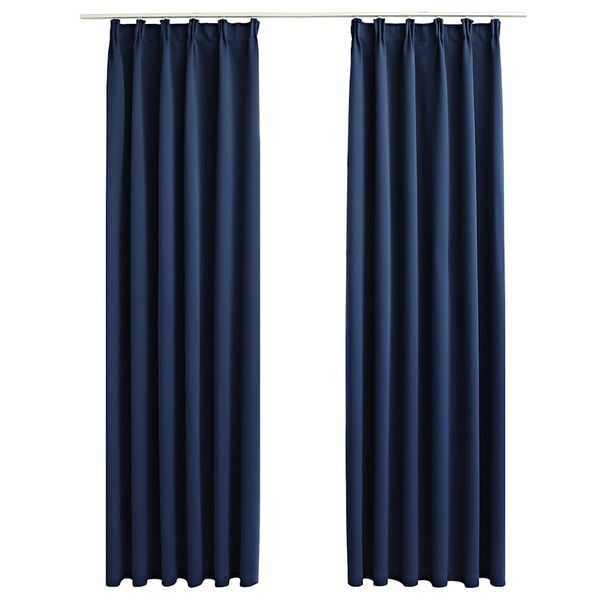 vidaXL Blackout Curtains with Hooks 2 pcs Blue 55.1x88.6"