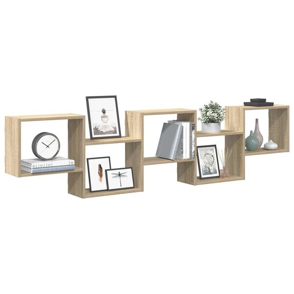 vidaXL Wall Cube Shelf Sonoma oak Engineered wood Medium Wall Cube Shelf