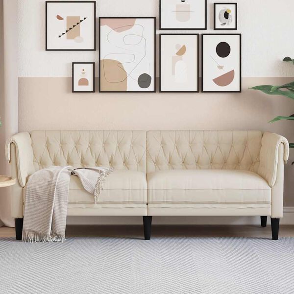 vidaXL Chesterfield Sofa Linen