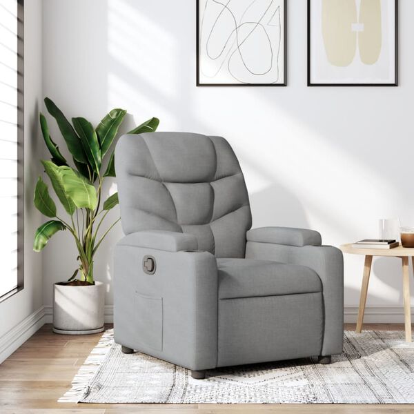 vidaXL Recliner Chair Light Grey Fabric (100% polyester), metal, plywood