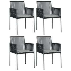 vidaXL Garden Chair Set of 4 Black PE Rattan Medium Durable